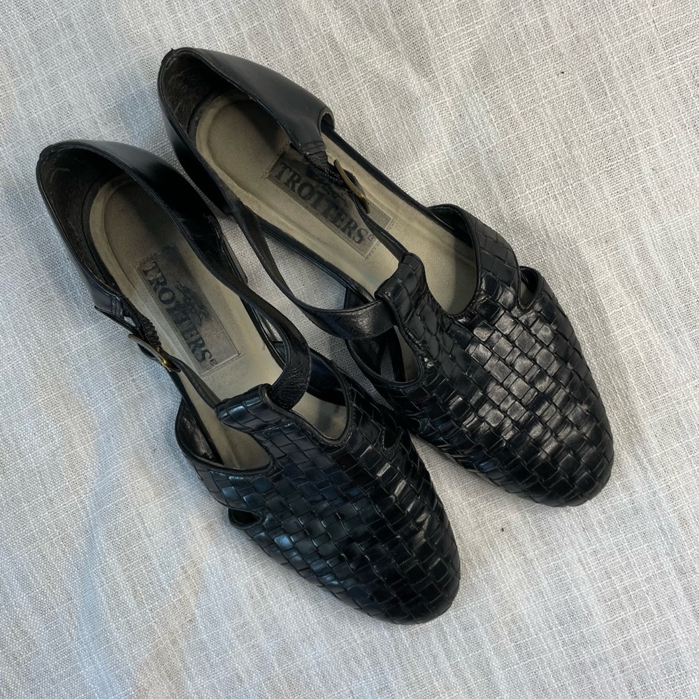 Vintage Mary Jane Woven Sandals - BLACK